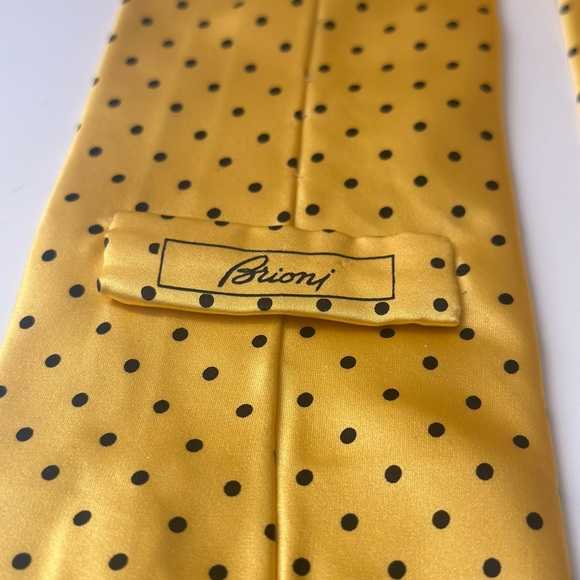 Brioni Yellow Silk Tie Men’s 58.5” X 3.5” Polka Dots Necktie - Picture 4 of 6